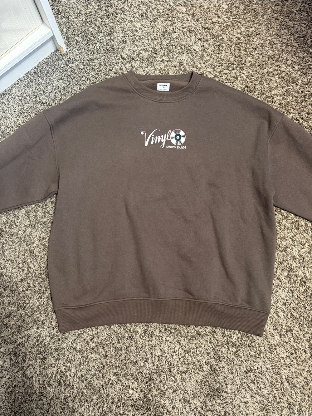 Cotton On Brown 'Vinyl' Crewneck Sweatshirt